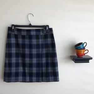 Wool Blend Loft Plaid Skirt